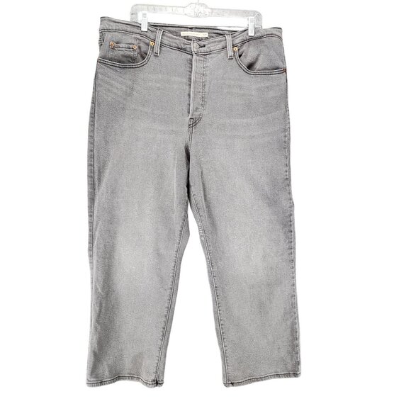 Levi's Jeans Womens 18W Gray Stretch Denim Button Fly Ribcage Straight Ankle - Picture 2 of 15